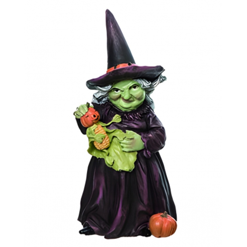 Witch With Pumpkin Man Decorative Figure 19cm