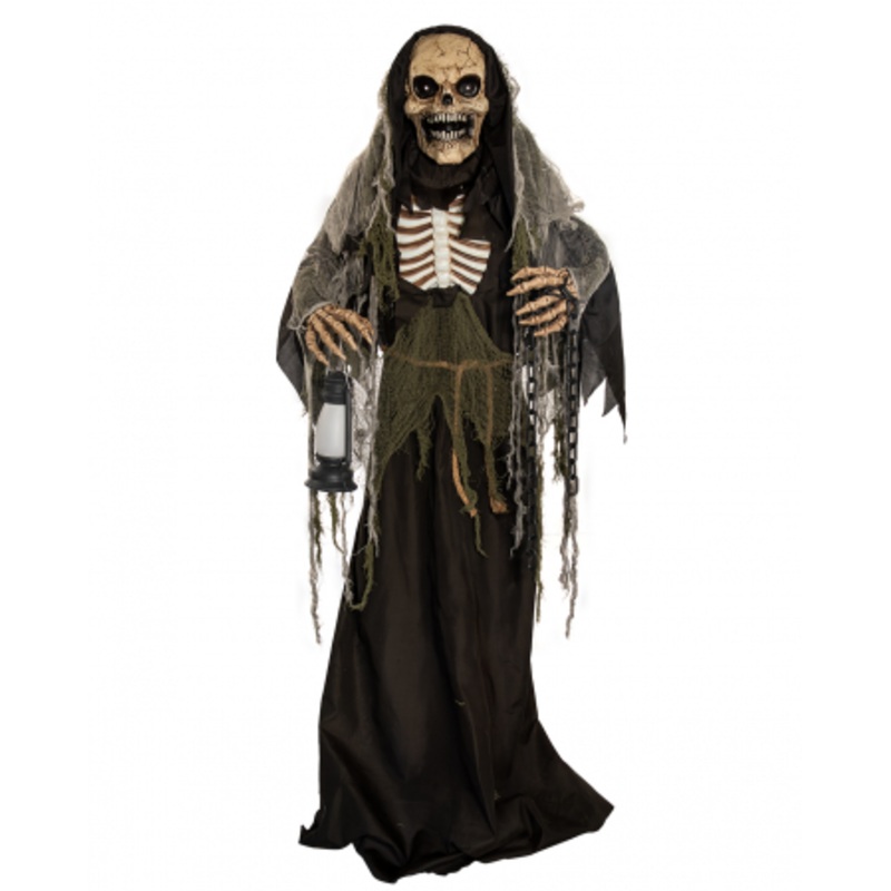 Animated Medieval Reaper With Lantern & Chain 170cm