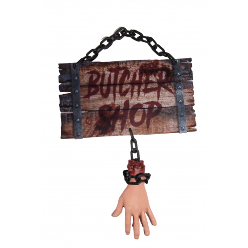 Butcher's Sign With Chain & Hand 60cm