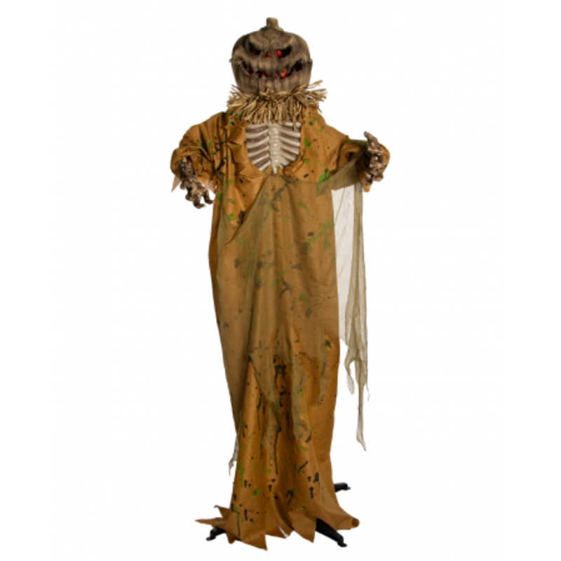 Pumpkin Man Scarecrow With Shock Effect, Light & Sound 170cm