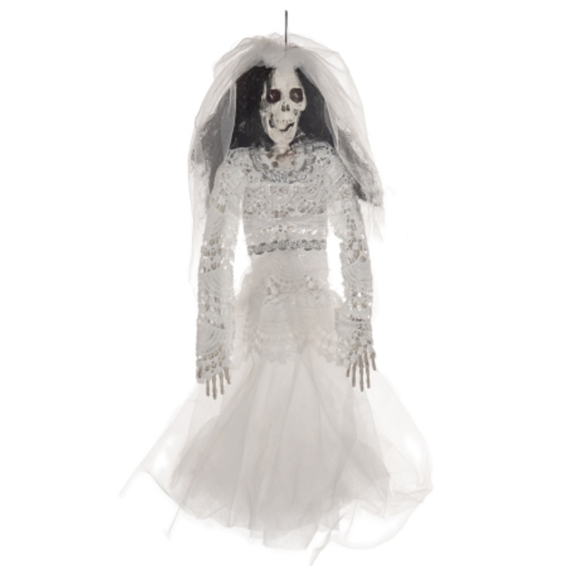 Skeleton Bride In Wedding Dress Hanging Figure 40cm